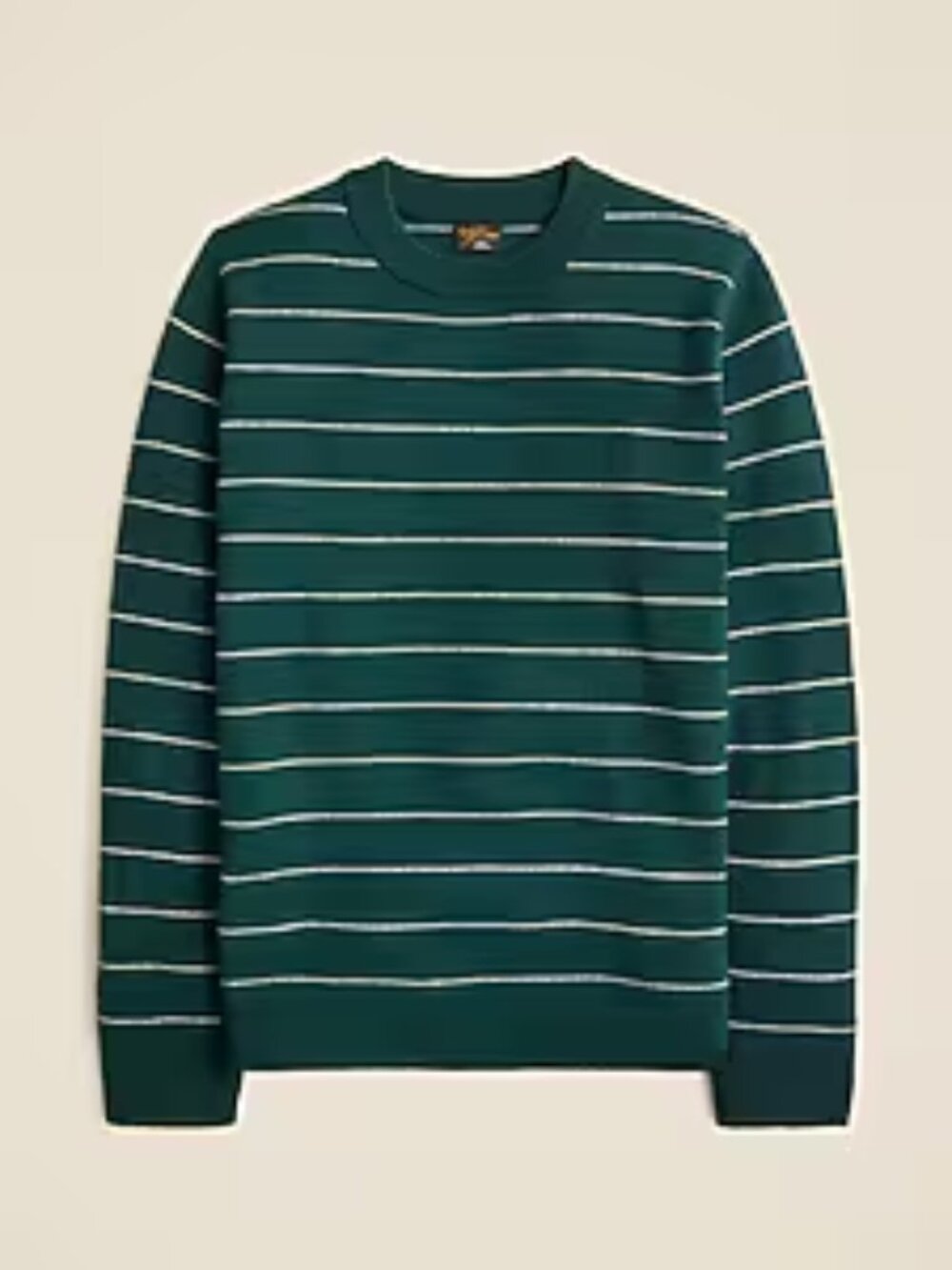 J. Crew Luxe Midweight Cashmere Crewneck Sweater in Green Ivory Stripe XL NWT